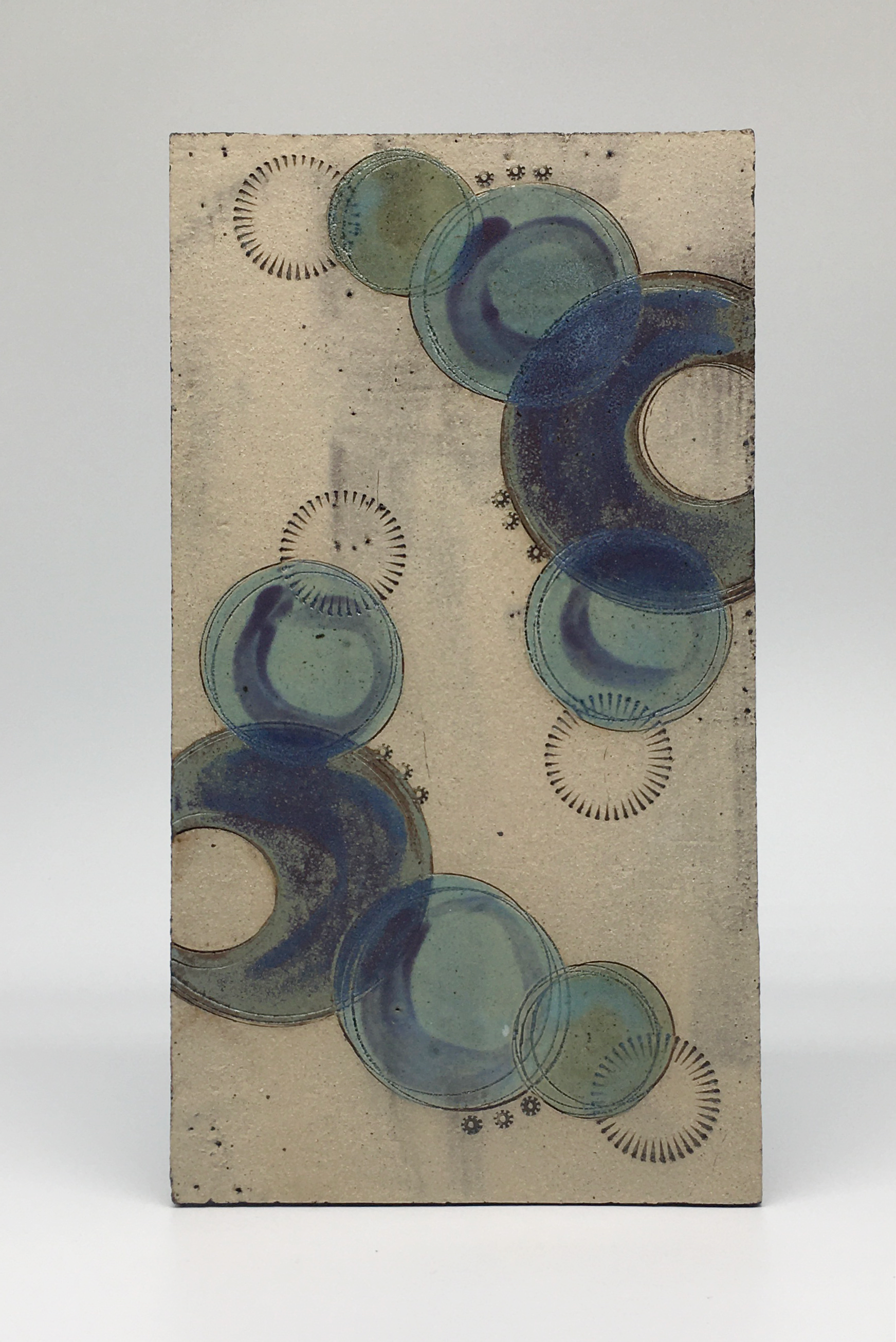 Medium wall plaque- with muted purple blue circles