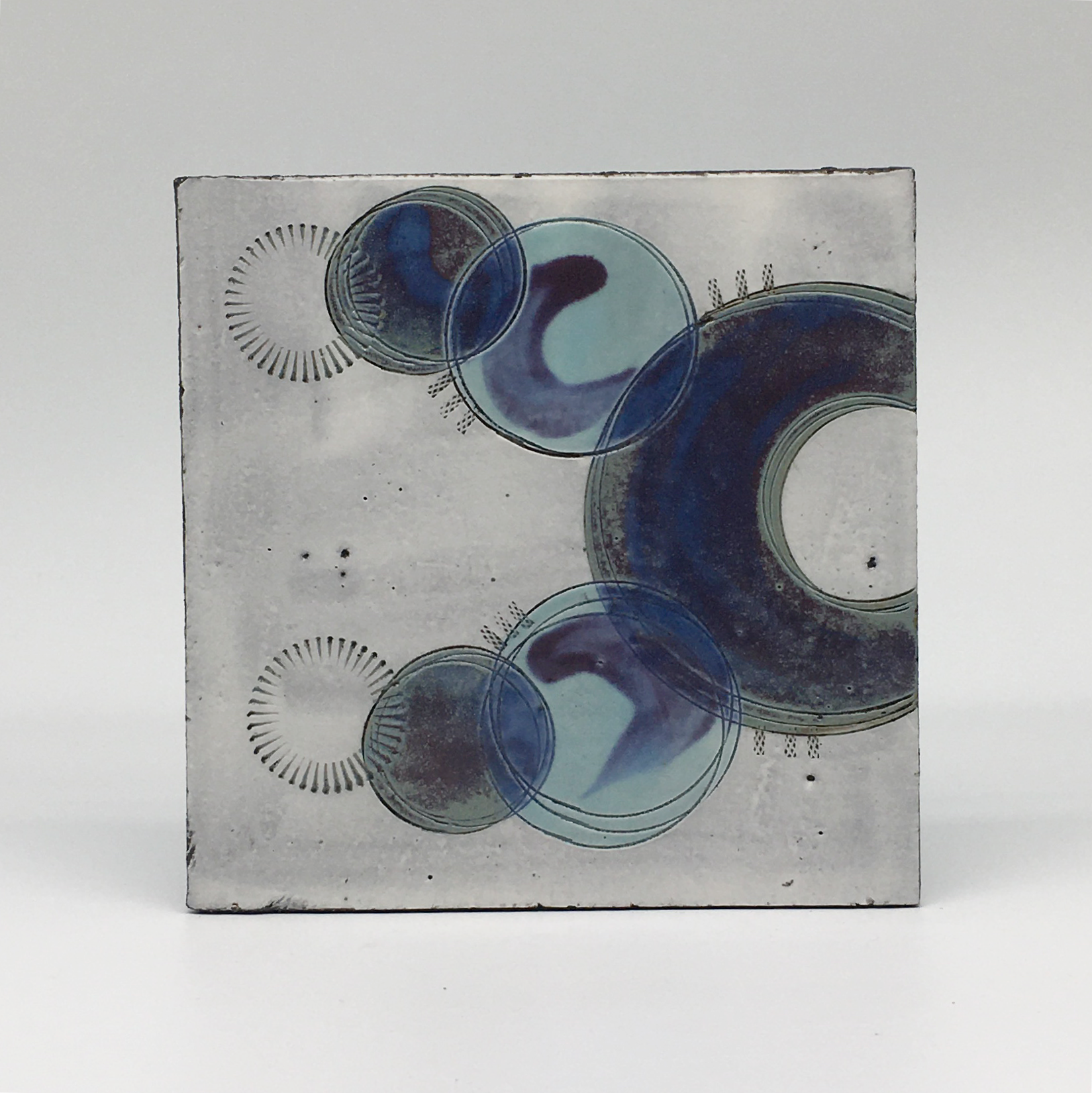 Small wall plaque - with purple crescents and turquoise spots