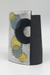 Small Wrap Pot - Textured black with black crescent with grey and yellow circles